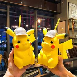 Pokemon Anime Figure Detective Kawaii Pikachu Straw Cup Cute Children's Gift