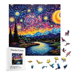 3D Wooden Puzzle Starry Space Adult Gift Puzzle Puzzle puzzle Art Decoration Wall Decoration Gift Children's Intelligenc