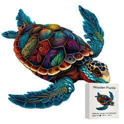 Sea Turtle Wooden Puzzle Toys, Unique Shaped Pieces Wooden Toys for Adults Kids, Family Game, Christmas Birthday Gift