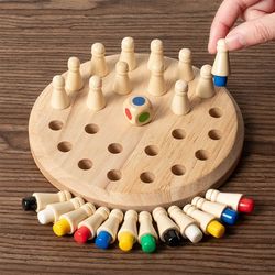 Wooden Memory Match Stick Chess Color Game Board Puzzles Montessori Educational Toy Cognitive Ability Learning Toys For