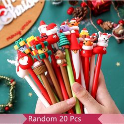 20Pcs Kawaii Christmas Gel Pen Cute Christmas Tree Reindeer Santa Snowman Gift 0.5mm Black Neutral Pens School Office St