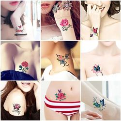 52Pcs No Repeat Flowers & Butterfly Temporary Tattoos - Waterproof Body Art Concealer Stickers Set