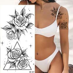 Flower Pattern Temporary Tattoo,Women's Large Temporary Tattoos, Fashionable Fake Tattoo Sticker,