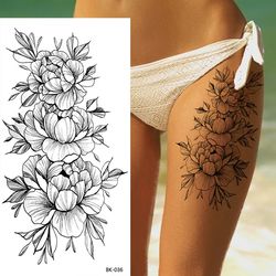 Floral DIY Water Transfer Tattoo,Women's Large Temporary Tattoos, Fashionable Fake Tattoo Sticker,