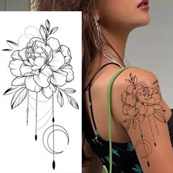 Dot Rose Temporary DIY Tattoo,Women's Large Temporary Tattoos, Fashionable Fake Tattoo Sticker,