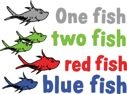 One fish, two fish, red fish, blue fish Svg, Dr Seuss Svg, Dr Seuss Logo Svg, Digital download-1