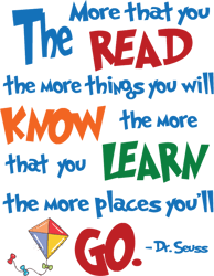The More Things You Will Know The More That You Learn The More Places You'll, Dr. Seuss Svg, Digital download