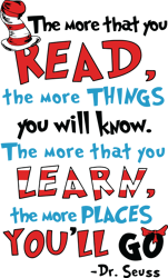 The More That You Read The More Things You Will Know The More That You Learn The More Places Youll Go Svg, Dr Seuss Svg