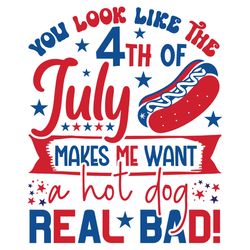 You look like the 4th of july makes me want a hot dog real bad Svg, 4th of July Svg, Digital download