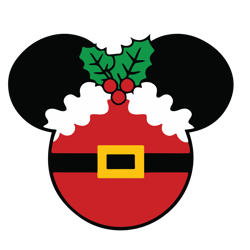 Mickey Mouse Face Christmas SVG, Merry Christmas Svg, Winter svg, Santa SVG, Holiday Svg Cut File for Cricut