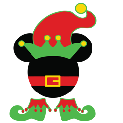 Elf Mickey Mouse Face Christmas SVG, Merry Christmas Svg, Winter svg, Santa SVG, Holiday Svg Cut File for Cricut