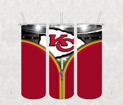Kansas City Chiefs Zipper Tumbler Wrap PNG, NFL Tumbler Png, Tumbler Wrap, Skinny Tumbler 20oz Design Digital Download