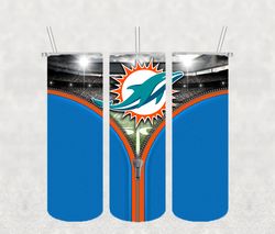 Miami Dolphins Zipper Tumbler Wrap PNG, NFL Tumbler Png, Tumbler Wrap, Skinny Tumbler 20oz Design Digital Download