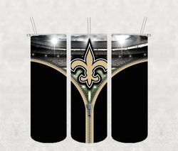 New Orleans Saints Zipper Tumbler Wrap PNG, NFL Tumbler Png, Tumbler Wrap, Skinny Tumbler 20oz Design Digital Download
