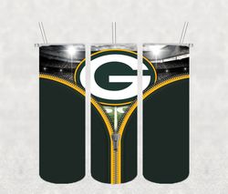 Green Bay Packers Zipper Tumbler Wrap PNG, NFL Tumbler Png, Tumbler Wrap, Skinny Tumbler 20oz Design Digital Download