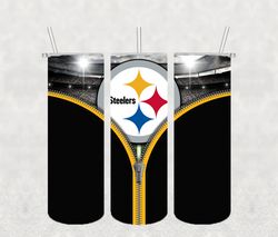 Pittsburgh Steelers Zipper Tumbler Wrap PNG, NFL Tumbler Png, Tumbler Wrap, Skinny Tumbler 20oz Design Digital Download