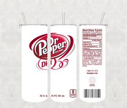 Diet Dr Pepper Tumbler Wrap PNG, Soda Drink Brand Tumbler Png, Tumbler Wrap, Skinny Tumbler 20oz Design Digital Download