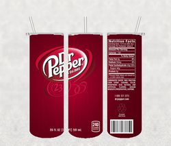 Dr Pepper Tumbler Wrap PNG, Soda Drink Brand Tumbler Png, Tumbler Wrap, Skinny Tumbler 20oz Design Digital Download