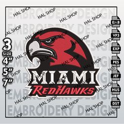 Miami RedHawks  Embroidery Files, NCAA Logo Embroidery Designs, NCAA RedHawks, Machine Embroidery Designs