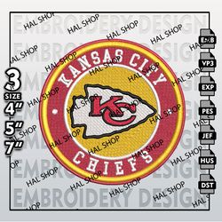 NFL Kansas City Chief Machine Embroidery, Embroidery Files, NFL Kansas City Embroidery, NFL Chiefslogo embroidery design