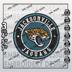 NFL Jacksonville Jaguars Machine Embroidery, Embroidery Files, NFL Embroidery, NFL Jacksonville logo embroidery design