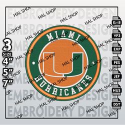 NCAA Miami Hurricanes Embroidery Designs, NCAA Logo Embroidery Files, Miami Hurricanes Machine Embroidery Design