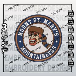 NCAA Mount St Marys Mountaineers Embroidery Designs, NCAA Logo Embroidery Files,  Mountaineers Machine Embroidery Design