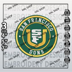 NCAA San Francisco Dons Embroidery Designs, NCAA Logo Embroidery Files, San Francisco Dons Machine Embroidery Design