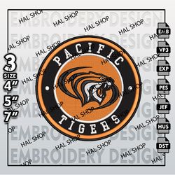 NCAA Pacific Tigers  Embroidery Designs, NCAA Logo Embroidery Files, Pacific Tigers  Machine Embroidery Design