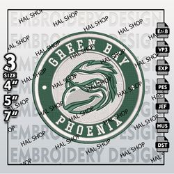 NCAA Green Bay Phoenix Embroidery Designs, NCAA Logo Embroidery Files, Green Bay Phoenix Machine Embroidery Design