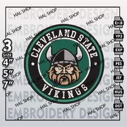 NCAA Cleveland State Vikings Embroidery Designs, NCAA Logo Embroidery Files, Vikings Machine Embroidery Design