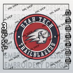 NCAA Utah Tech Trailblazers Embroidery Designs, NCAA Logo Embroidery Files, Trailblazers Machine Embroidery Design