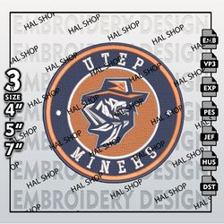 NCAA UTEP Miners Embroidery Designs, NCAA Logo Embroidery Files, UTEP Miners Machine Embroidery Design