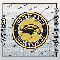 NCAA Southern Miss Golden Eagles Embroidery Designs, NCAA Logo Embroidery Files, Golden Eagles Embroidery Design