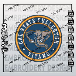 NCAA Cal State Fullerton Titans Embroidery Designs, NCAA Logo Embroidery Files, Titans Machine Embroidery Design