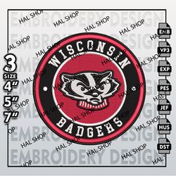 NCAA Wisconsin Badgers Embroidery Designs, NCAA Logo Embroidery Files, Wisconsin Badgers Machine Embroidery Design