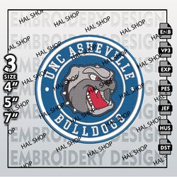 NCAA UNC Asheville Bulldogs Embroidery Designs, NCAA Logo Embroidery Files, Asheville Bulldog Machine Embroidery Designs