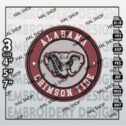 NCAA Alabama Crimson Tide Embroidery Designs, NCAA Logo Embroidery Files, Crimson Tide Machine Embroidery Designs