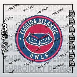 NCAA Florida Atlantic Owls Embroidery Designs, NCAA Florida Atlantic Logo Embroidery Files, Machine Embroidery Designs