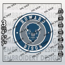 NCAA Howard Bison Embroidery Designs, NCAA Howard Bison Logo Embroidery Files, Machine Embroidery Designs