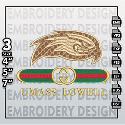 Gucci NCAA Teams Embroidery Files, NCAA UMass Lowell River Hawks Embroidery Design, NCAA Machine Embroidery