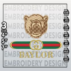 NCAA Gucci Baylor Bears Embroidery Files, NCAA Baylor Bears Embroidery Design, NCAA Machine Embroider