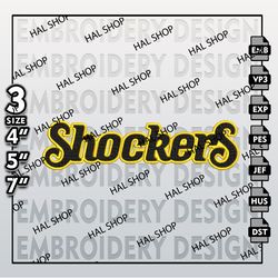NCAA Wichita State Shockers Embroidery Designs, NCAA Logo Embroidery Files, Shockers Machine Embroidery Designs