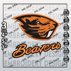 NCAA Logo Embroidery Designs, Oregon State Beaver Embroidery Files, NCAA Beaver Machine Embroidery Designs