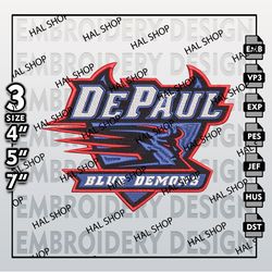 DePaul Blue Demons Embroidery Designs, NCAA Logo Embroidery Files, NCAA DePaul, Machine Embroidery Pattern.