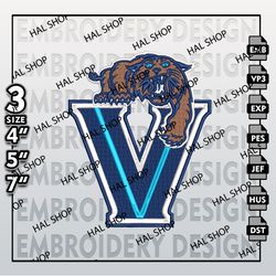 Villanova Wildcats Embroidery Designs, NCAA Villanova Logo Embroidery Files, NCAA Machine Embroidery Pattern.