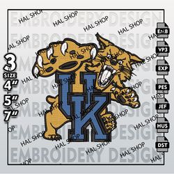 Kentucky Wildcats Embroidery Files, NCAA Logo Embroidery Designs, NCAA Wildcats, Machine Embroidery Designs.