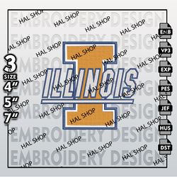Illinois Fighting Illini Embroidery Files, NCAA Logo Embroidery Designs, NCAA Illini, Machine Embroidery Designs.