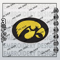 Iowa Hawkeyes Embroidery Files, NCAA Logo Embroidery Designs, NCAA Hawkeyes, Machine Embroidery Designs.