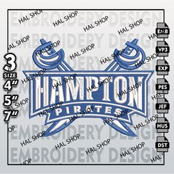 Hampton Pirates Embroidery Designs, NCAA Logo Embroidery Files, NCAA Hampton, Machine Embroidery Pattern.